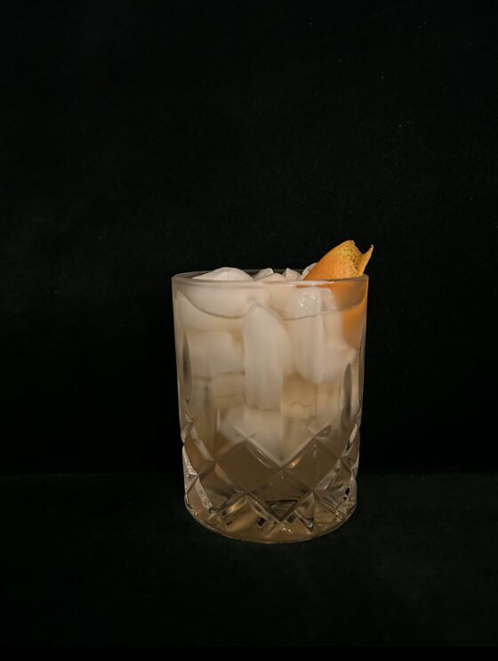 Silent Seven cocktail with dark backgound